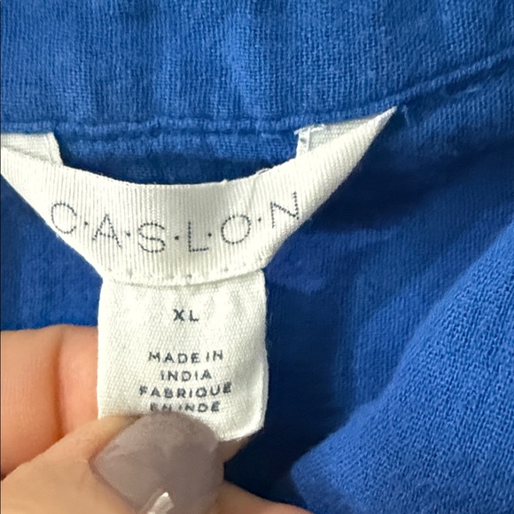 Caslon Blue Gauze Button-Up Shirt XL - Picture 3 of 5